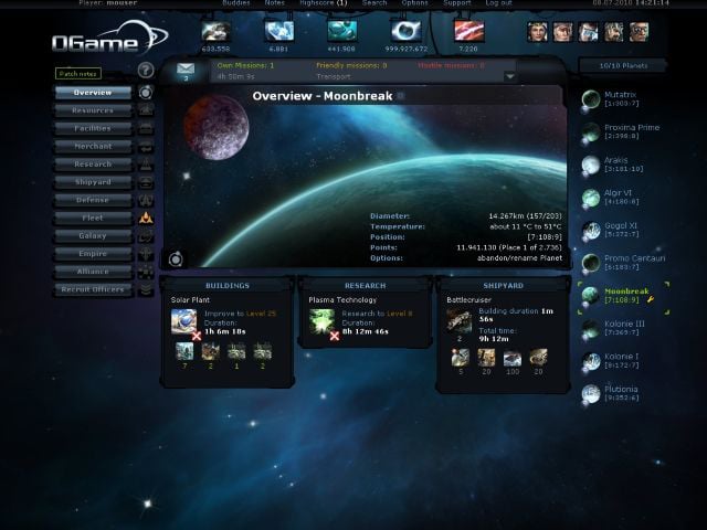 Ogame MMO Space Game